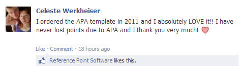 Testimonial about Reference Point Software APA template